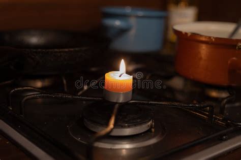 candle on gas stove